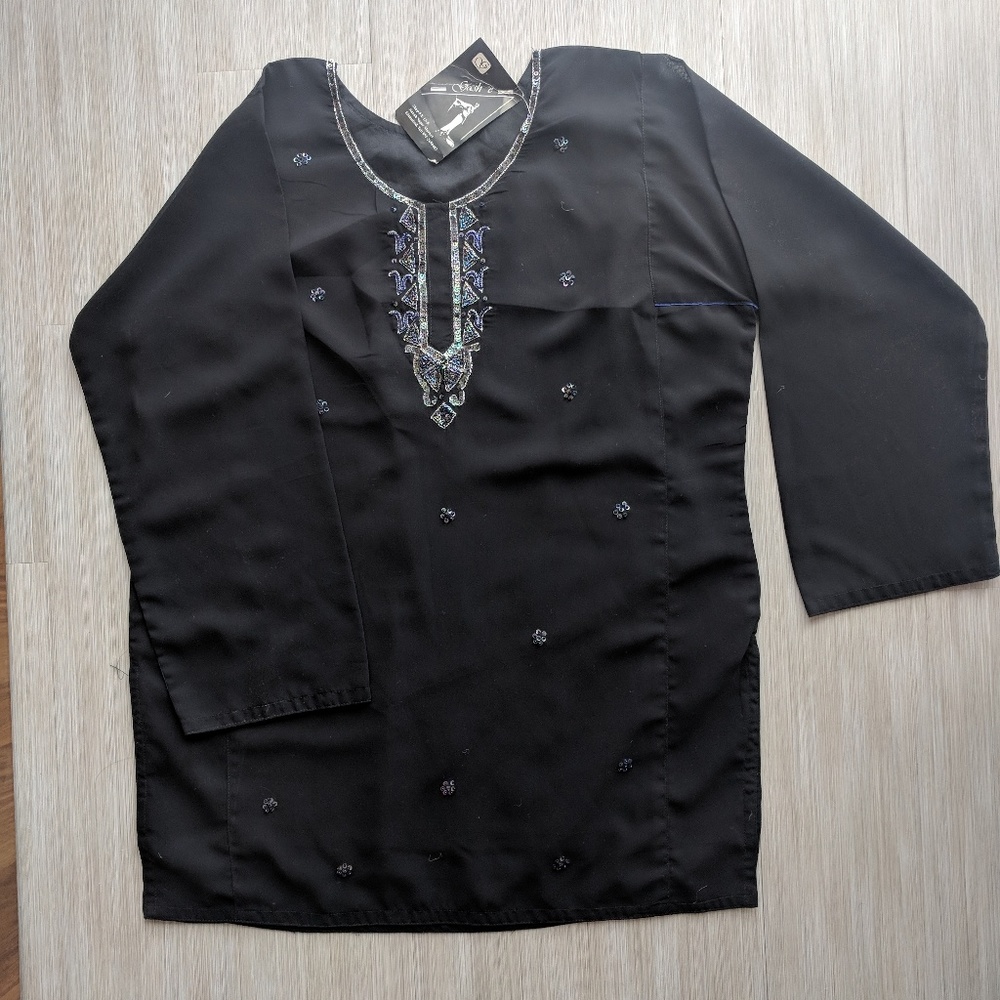 NWT Sequin Tunic Top - Black/Multi